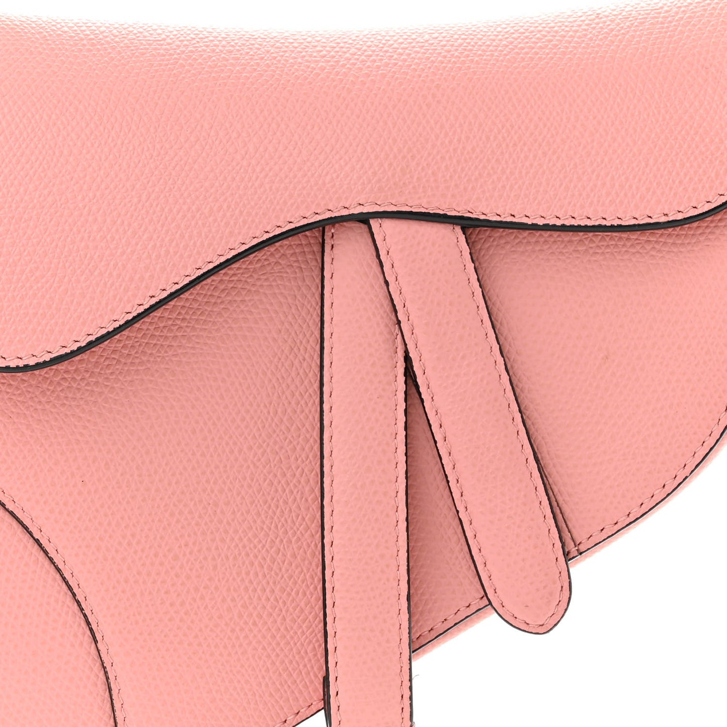 Grained Calfskin Mini Saddle Bag Pink