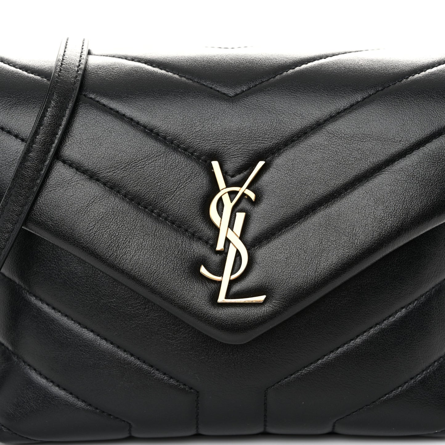 Calfskin Y Quilted Monogram Toy Loulou Crossbody Bag Black