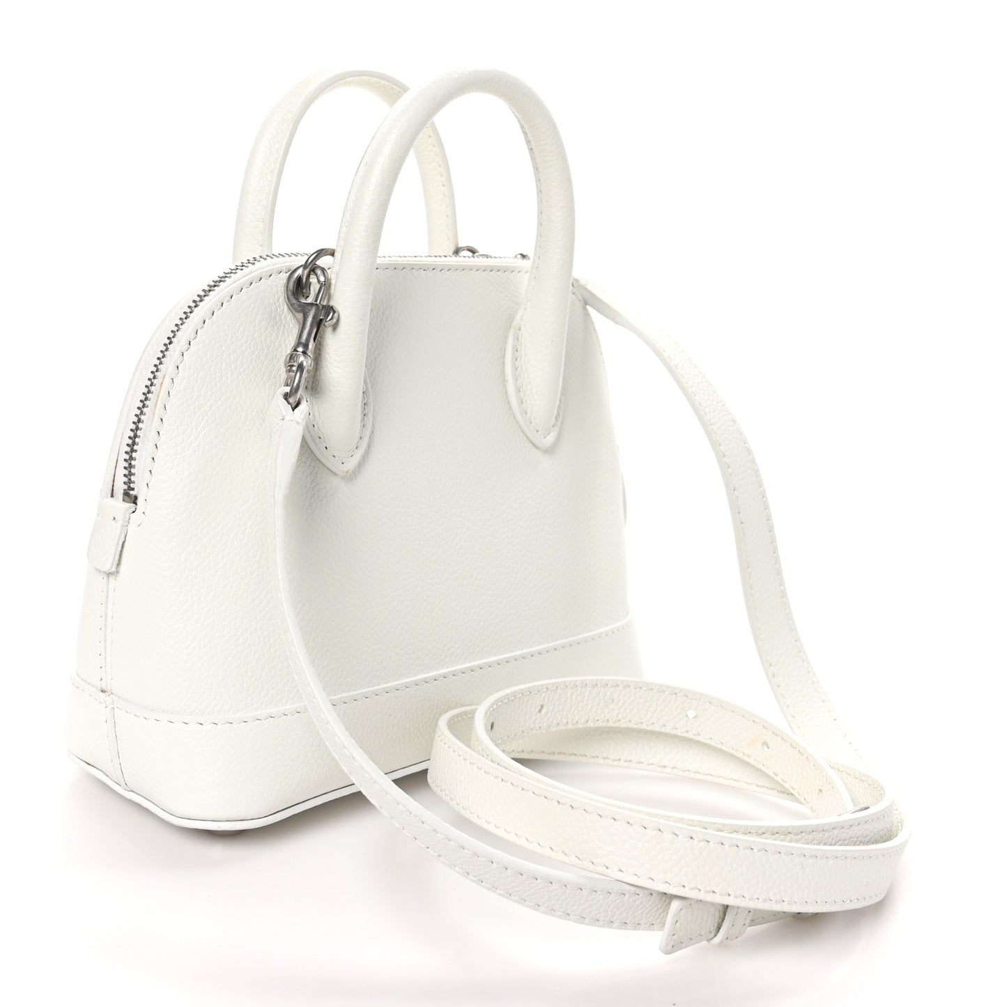 Grained Calfskin Logo XXS Ville Top Handle Bag White Fluo Pink