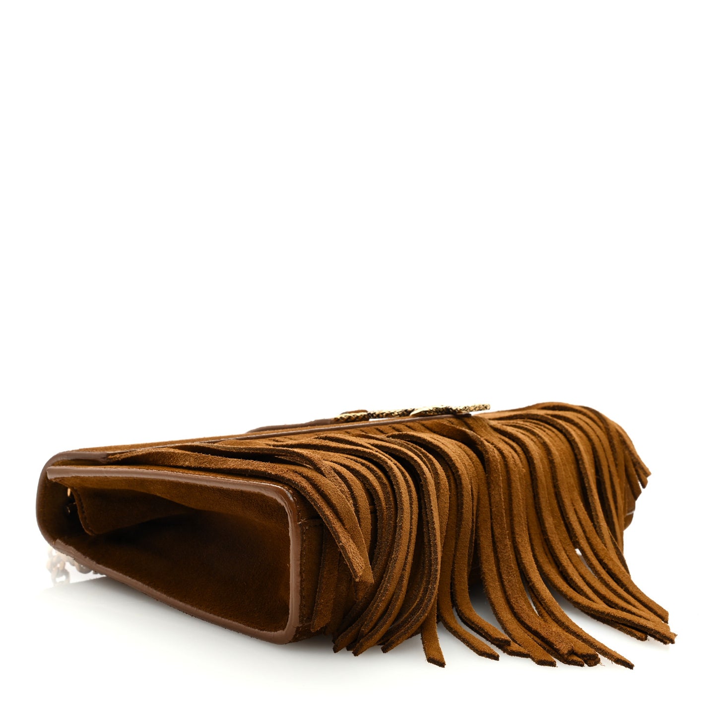 Suede Fringe Medium Monogram Satchel Light Ocre