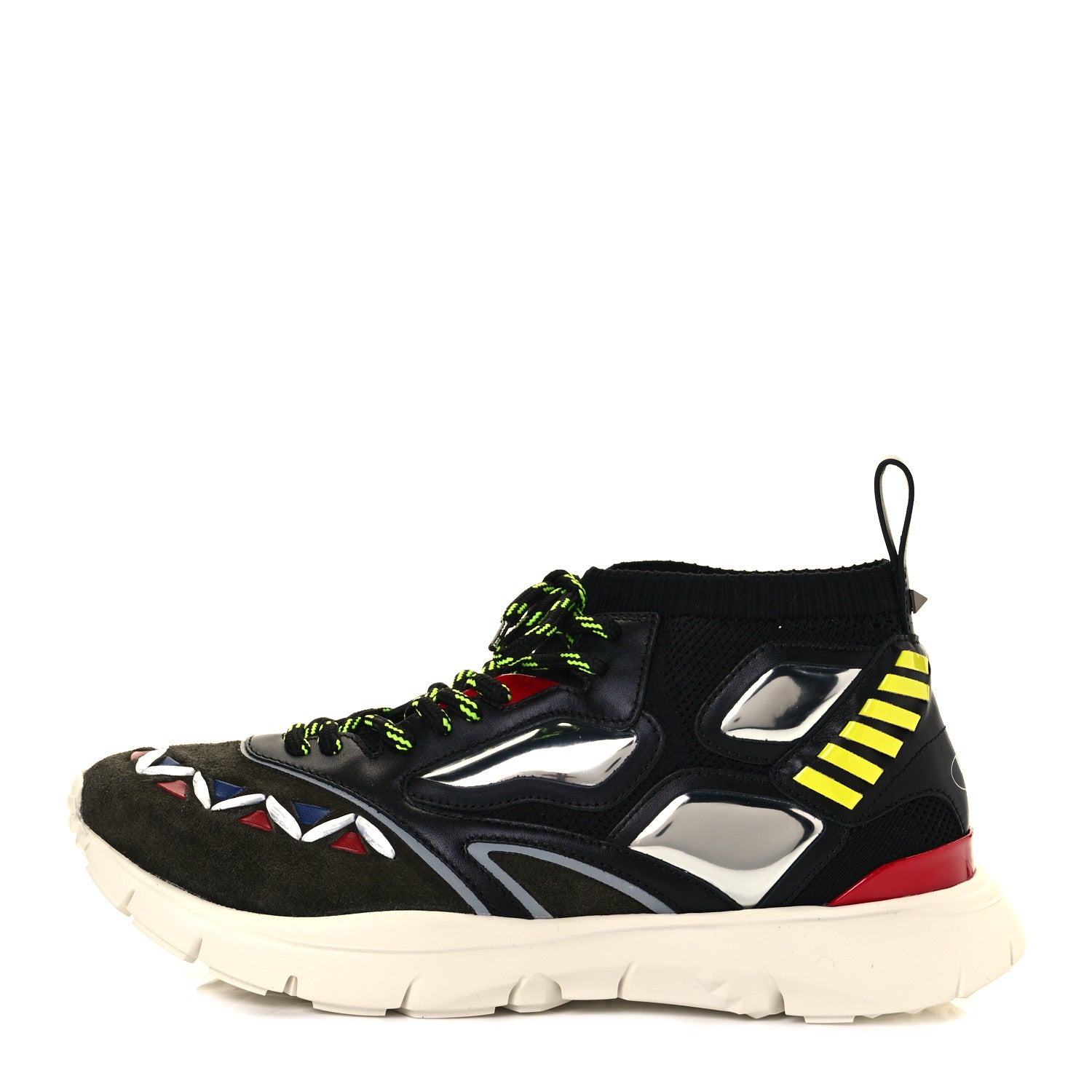 Valentino Garavani Calfskin Mens Mixed Media Sneakers 43 Black Mutlicolor 1 of 8