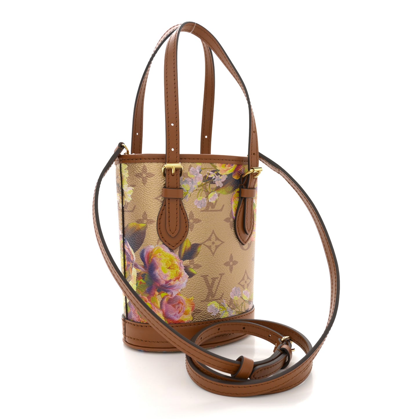 Metallic Monogram LV Garden Nano Bucket Bag Gold