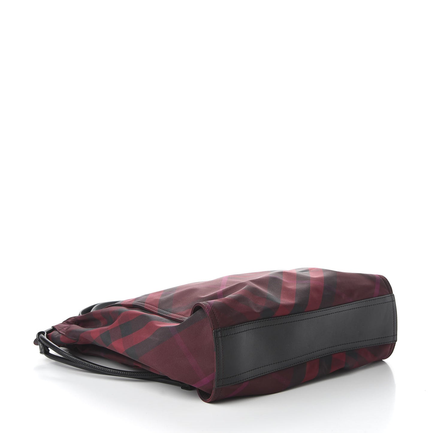Nylon Check Small Buckleigh Packable Tote Bright Burgundy