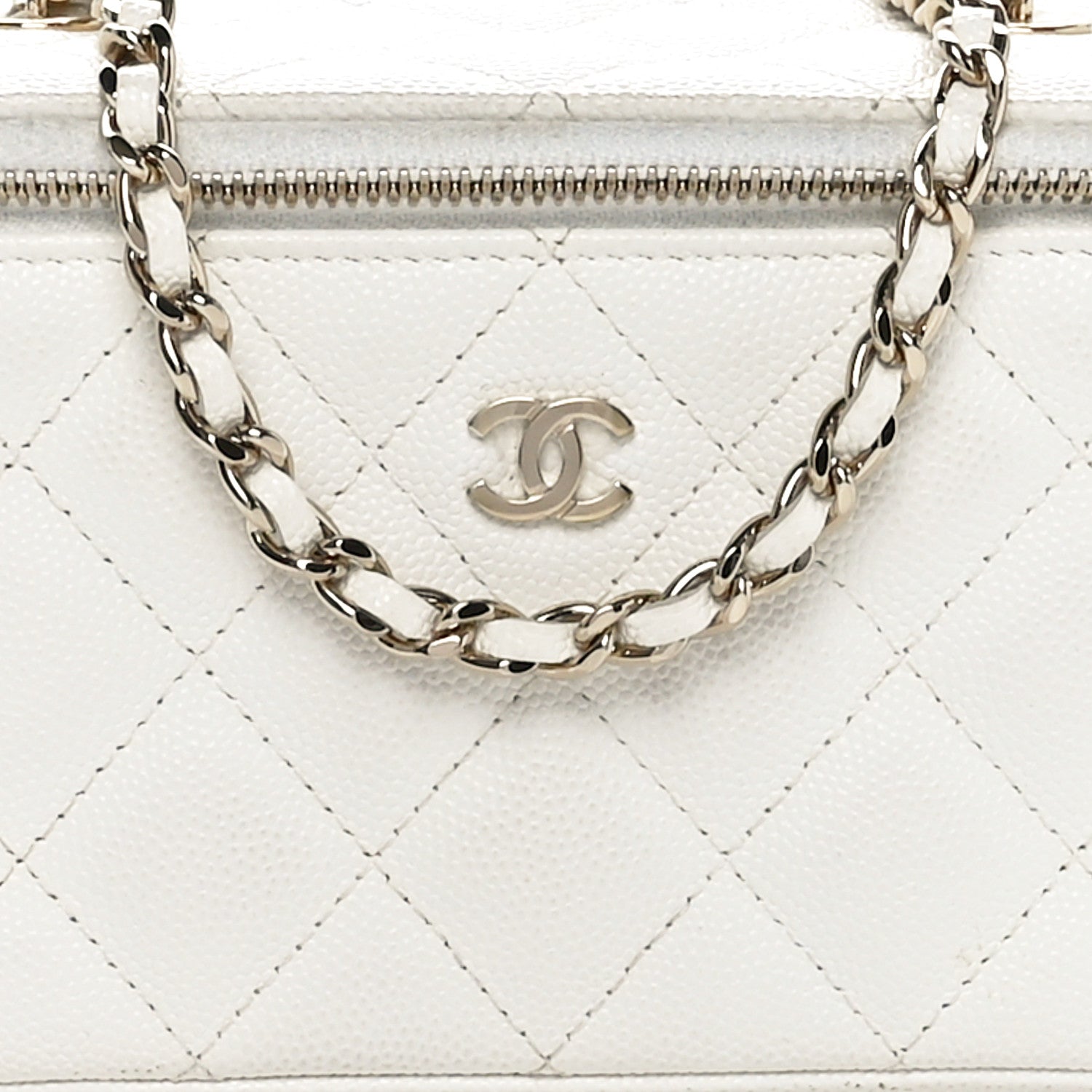Chanel Caviar Quilted Small Vanity Case With Chain White 8 of 12