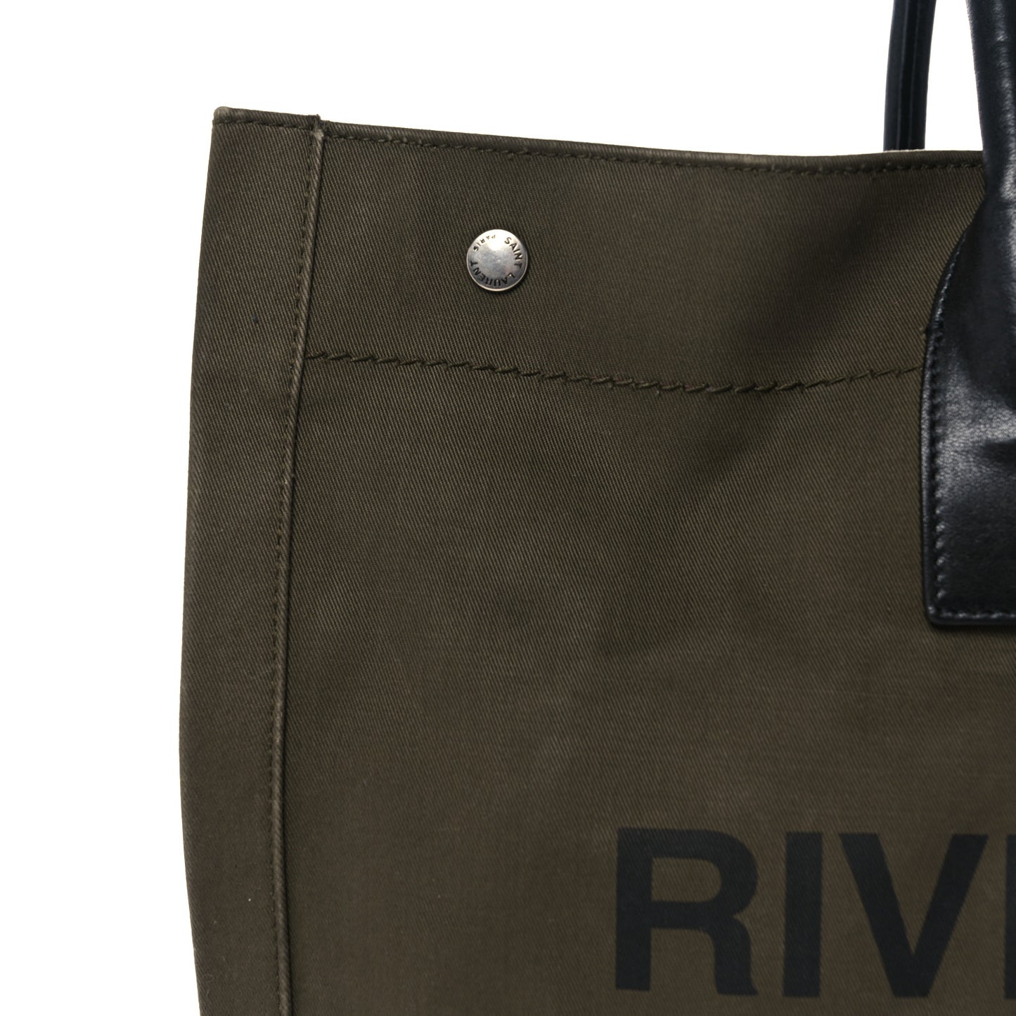 Linen Calfskin Rive Gauche Tote Khaki