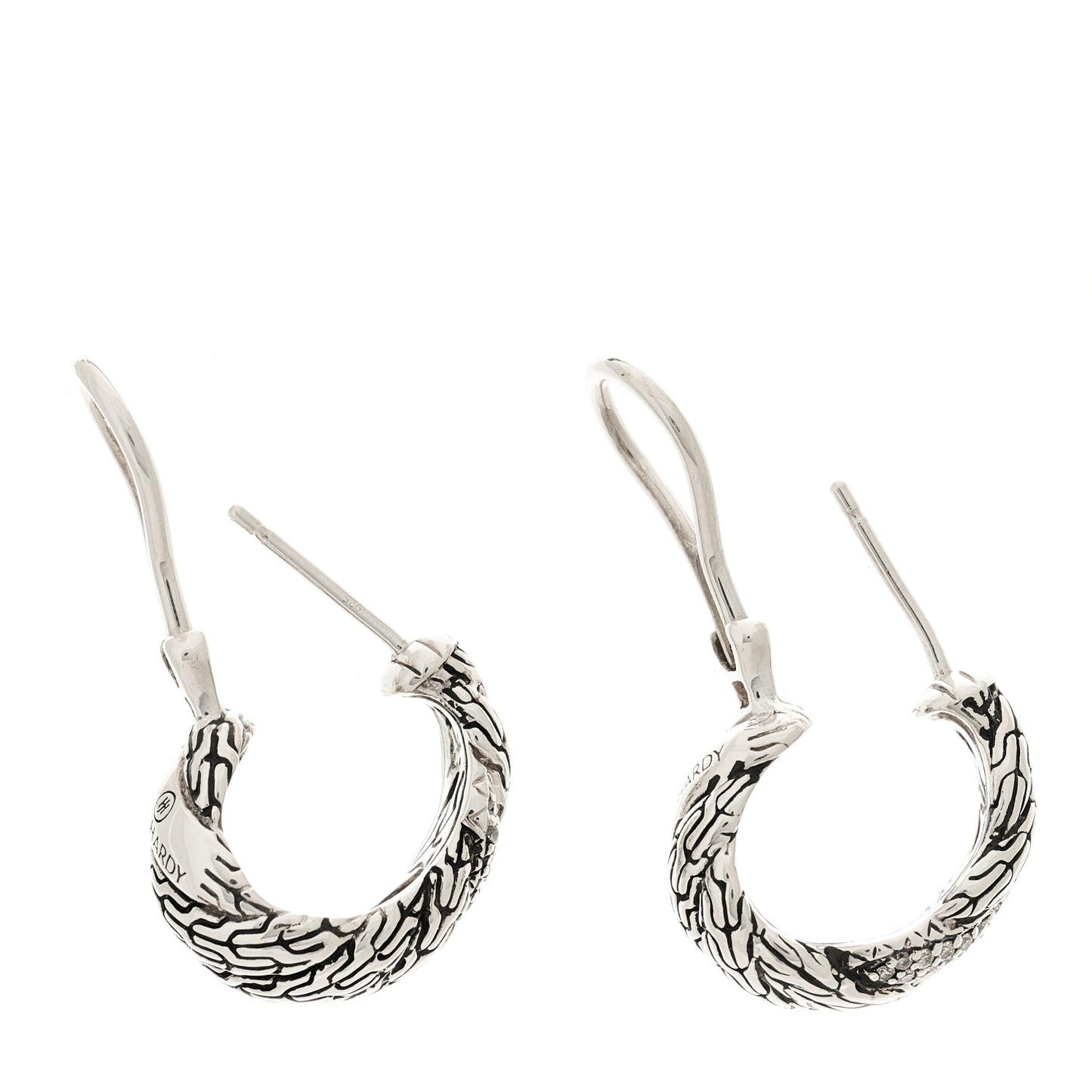 Sterling Silver Diamond Classic Chain Huggie Earrings