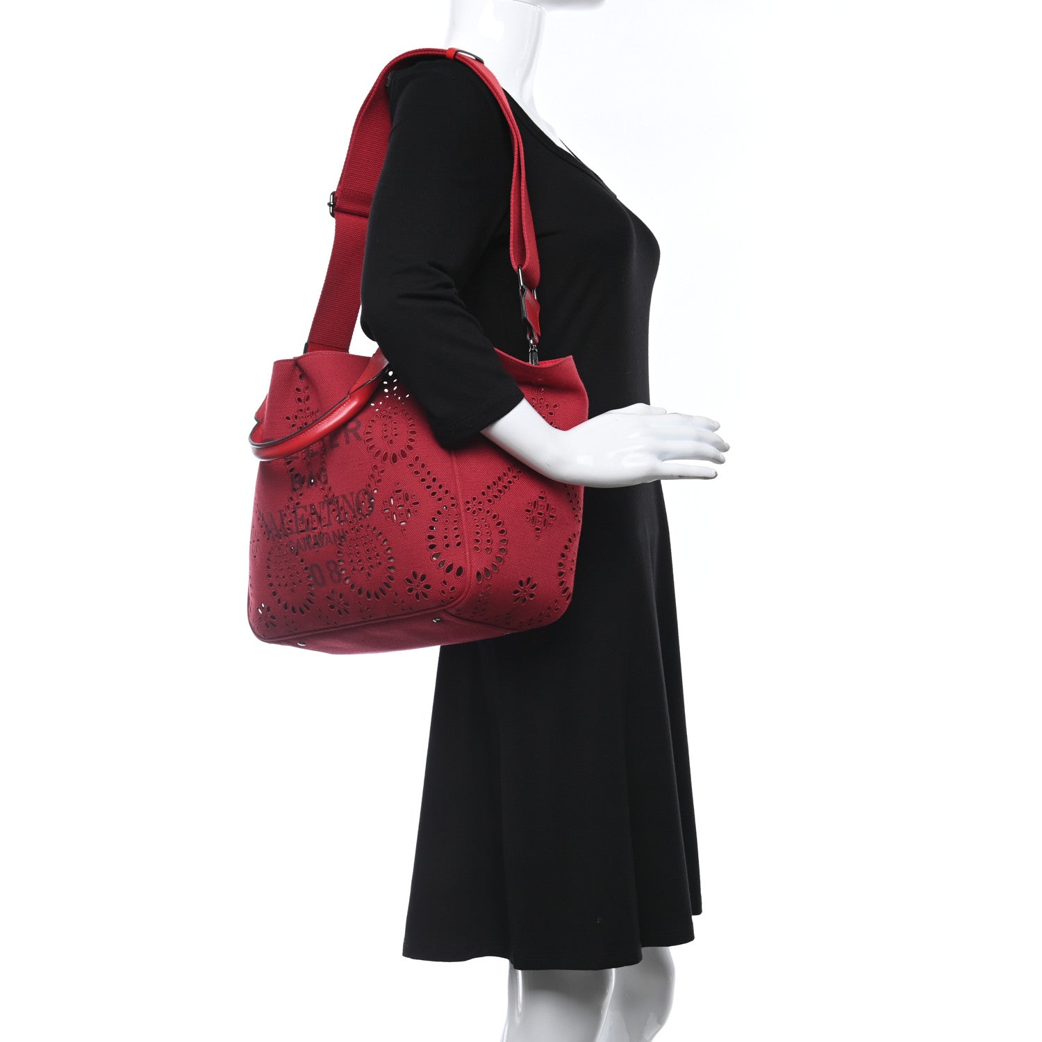 Valentino Garavani Canvas Atelier 08 San Gallo Edition Large Tote Bag Red 3 of 9
