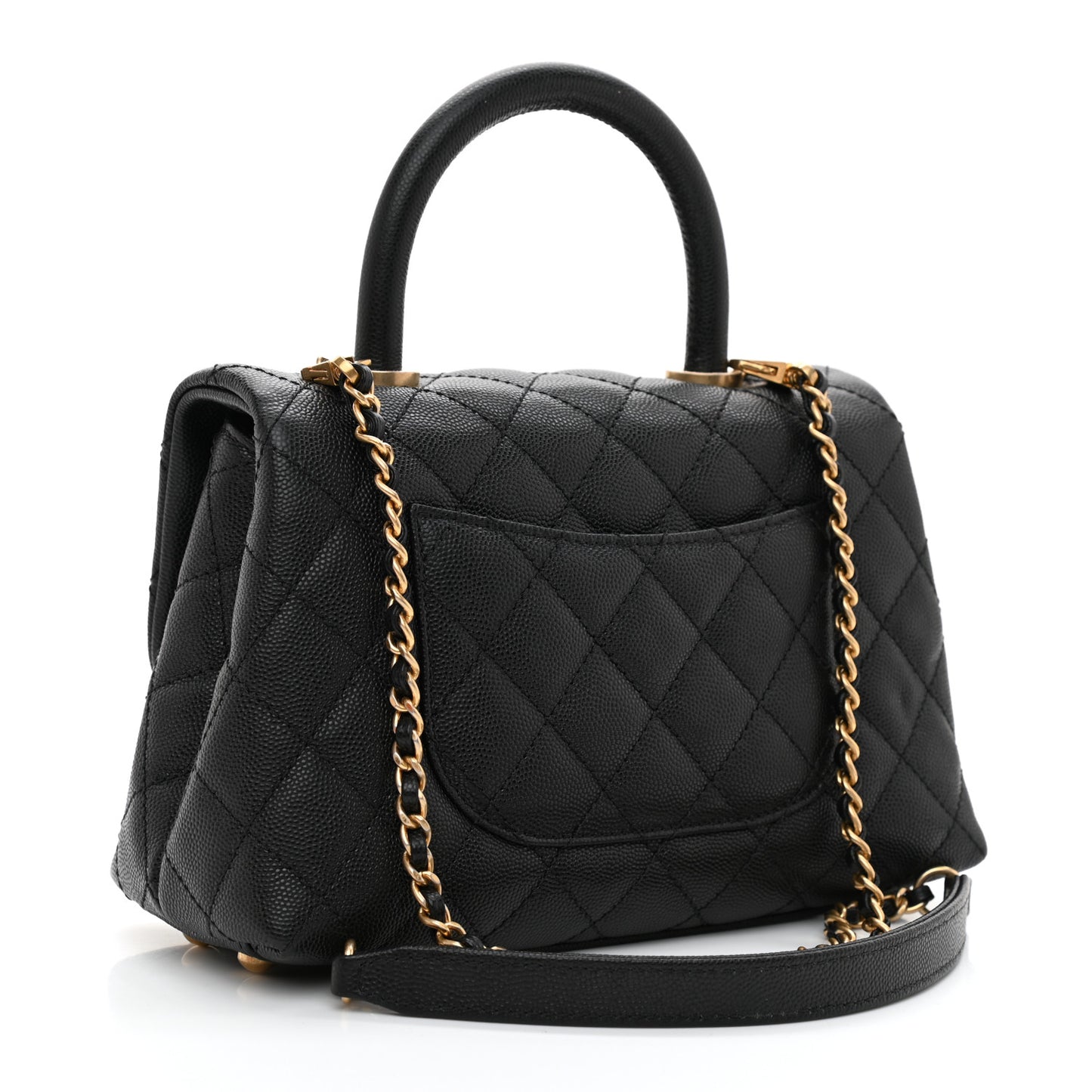 Caviar Quilted Mini Coco Handle Flap Black