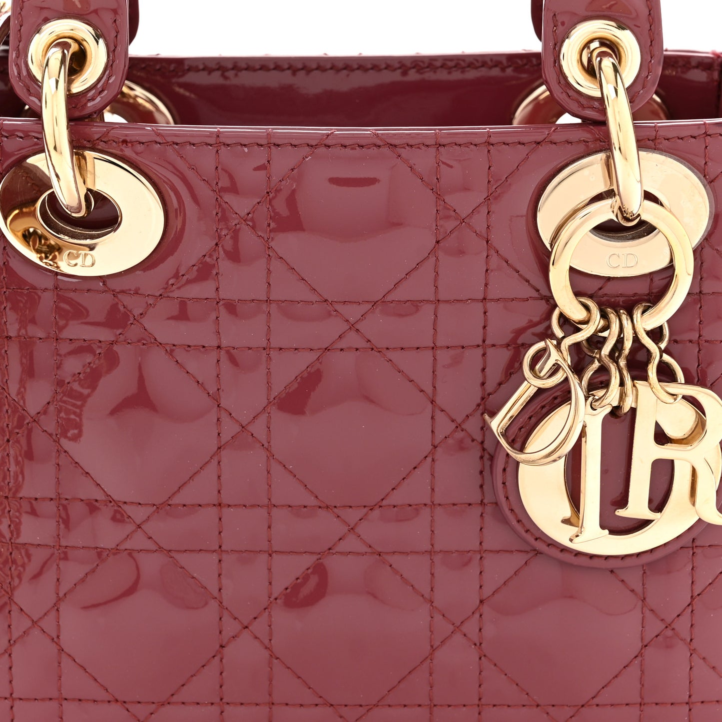 Patent Cannage Mini Lady Dior Dark Pink