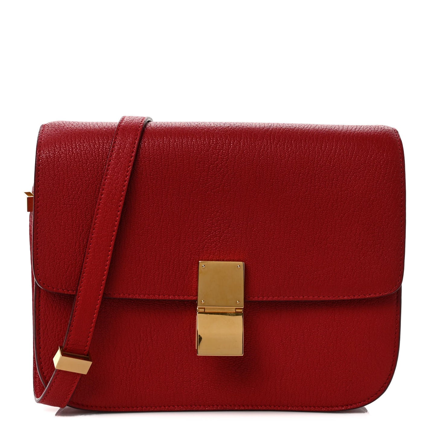 Goatskin Medium Classic Box Flap Bag Carmin