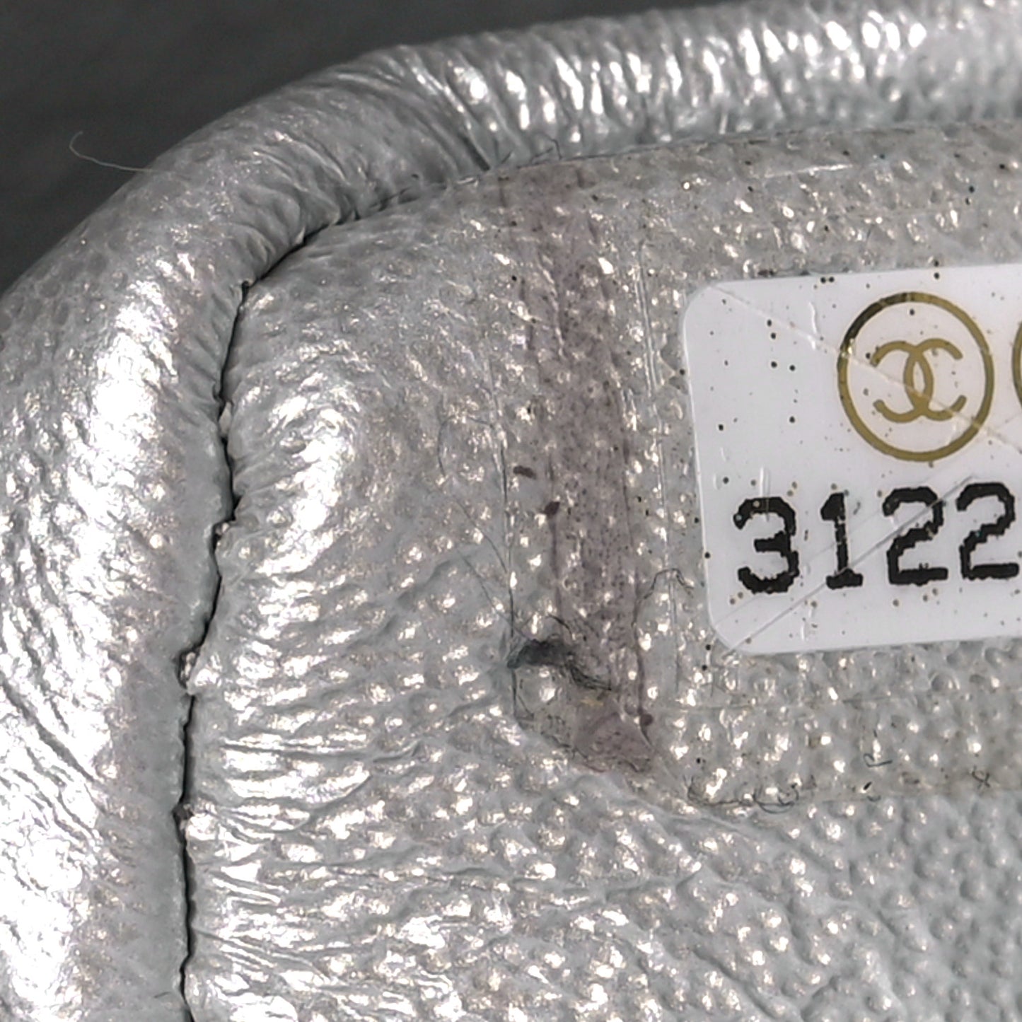 Metallic Lambskin Quilted Mini Square Flap Silver