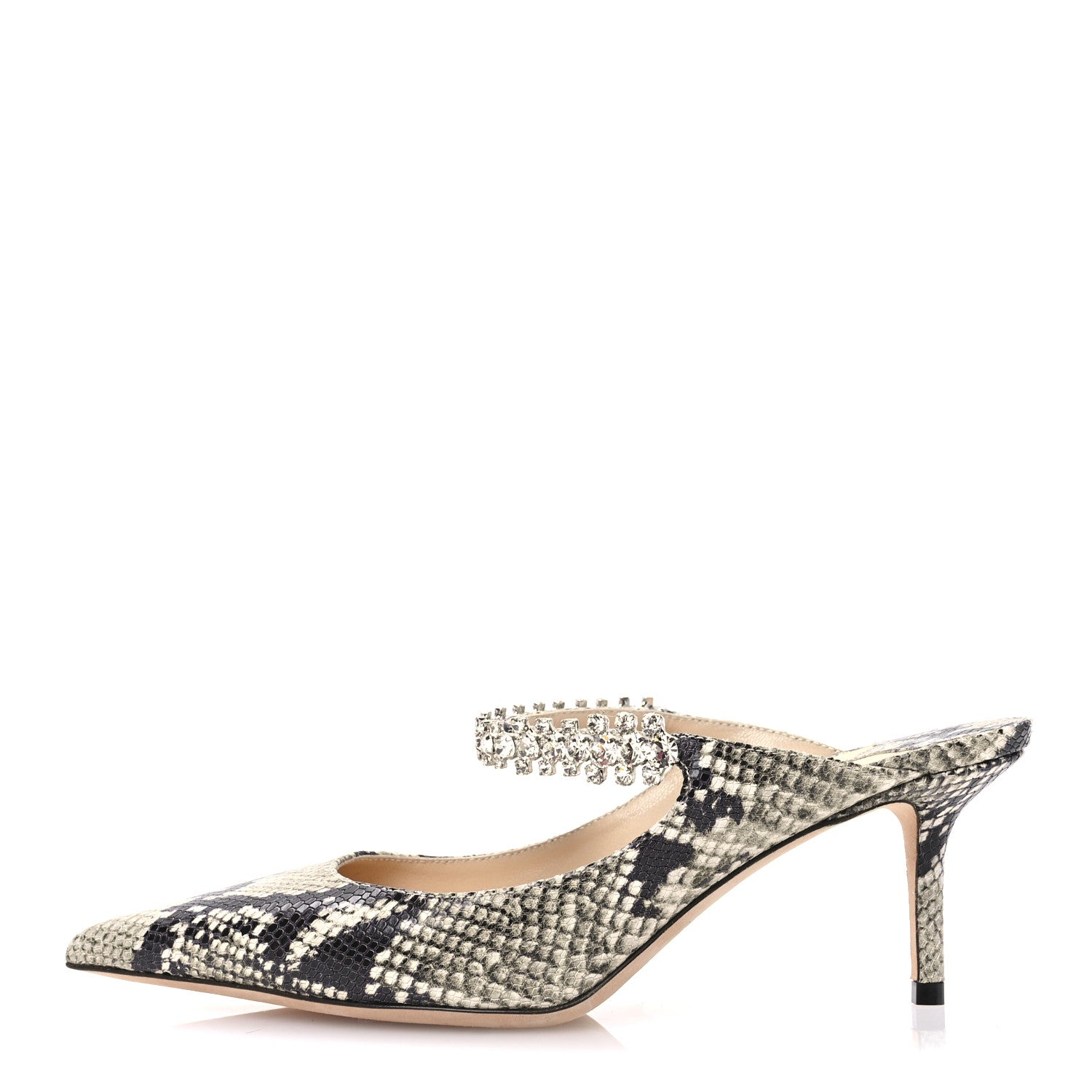 Jimmy Choo Snakeskin Embossed Crystal Bing 65 Pumps 38.5 Beige 1 of 7