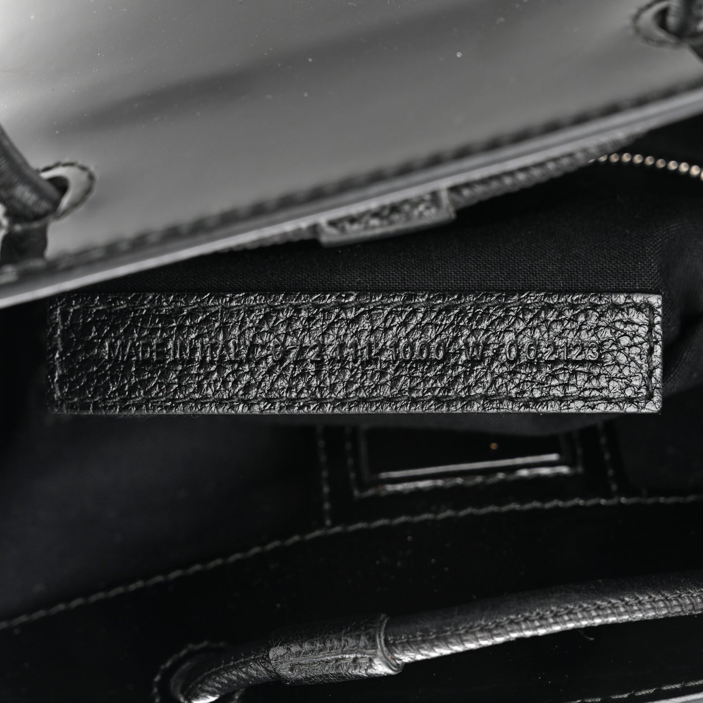 Patent Calfskin Logo Shopping Tote XXS Black
