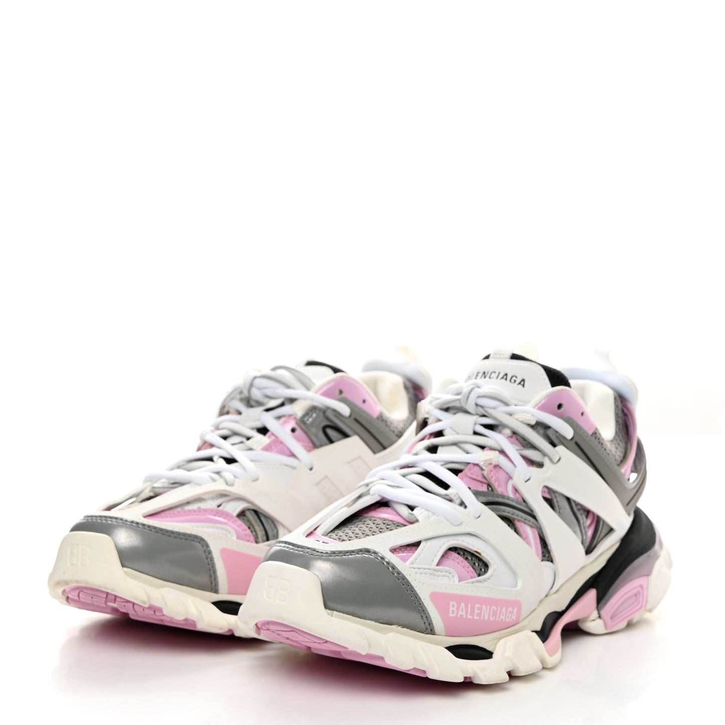 Mesh Rubber Tri-Color Womens Track Sneakers 37 White Pink Grey