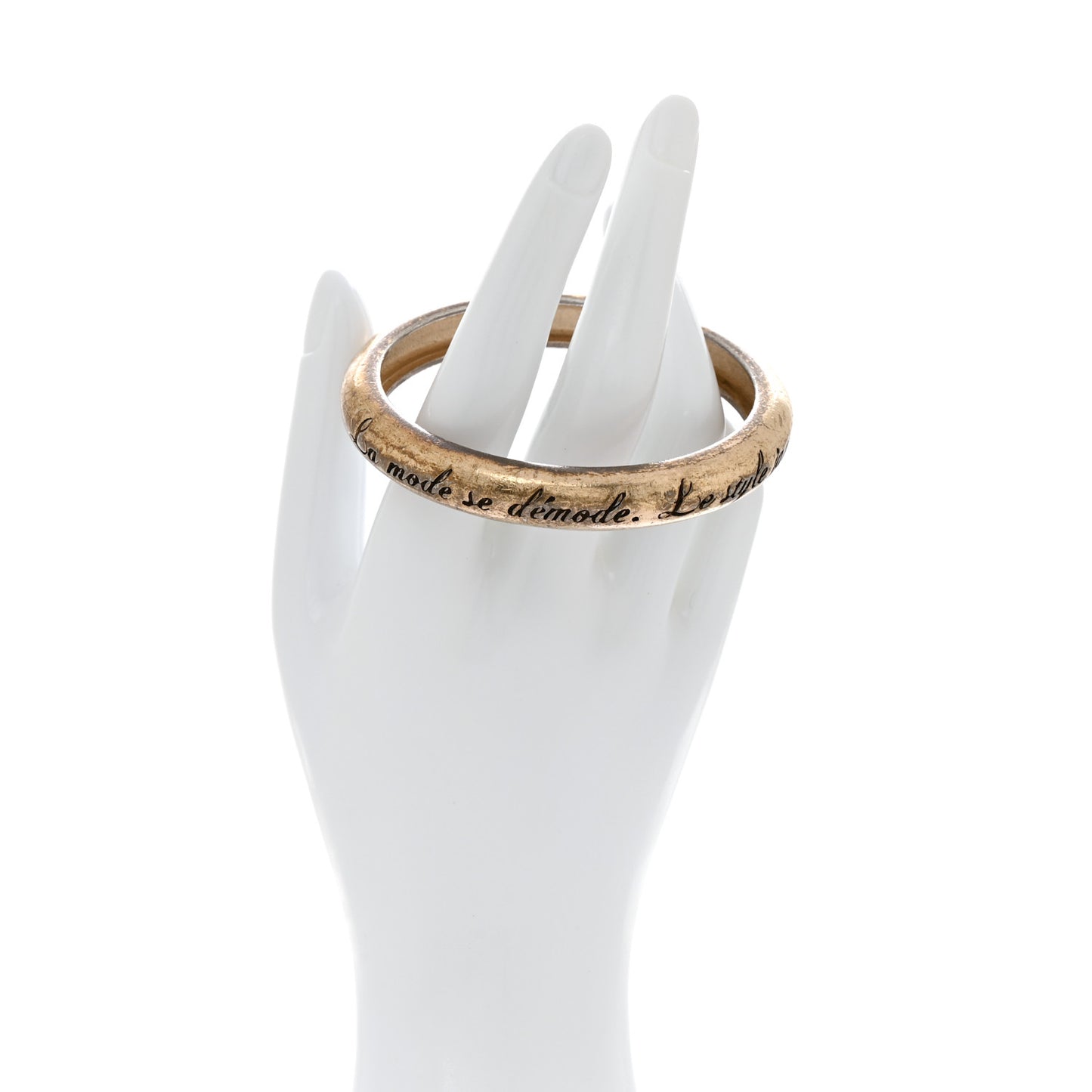 Metal French Quote Bracelet Bangle Gold