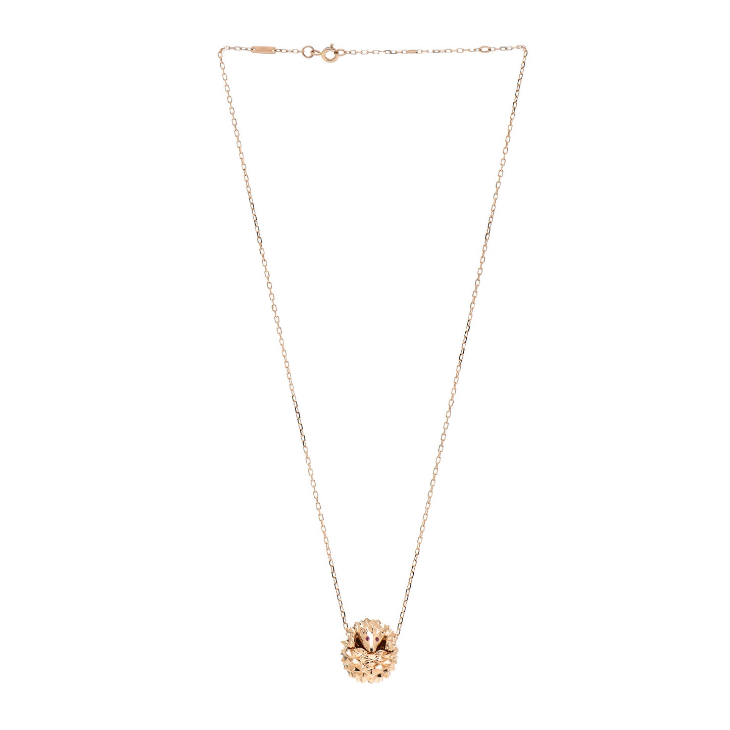 18K Pink Gold Ruby Hans The Hedgehog Pendant Necklace