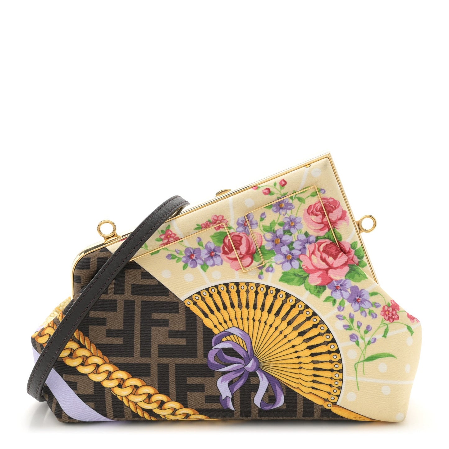 X VERSACE Silk Fendace FF Fans Small Fendi First Tobacco Moro Black Multicolor