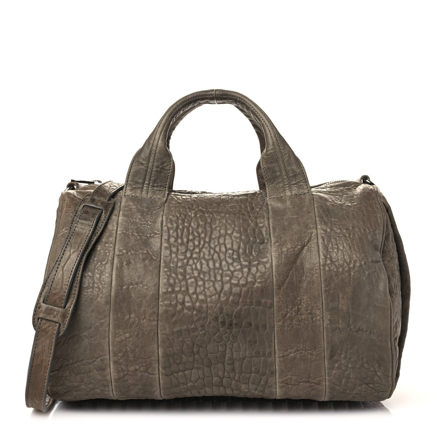 Pebbled Lambskin Rocco Grey Silver Hardware