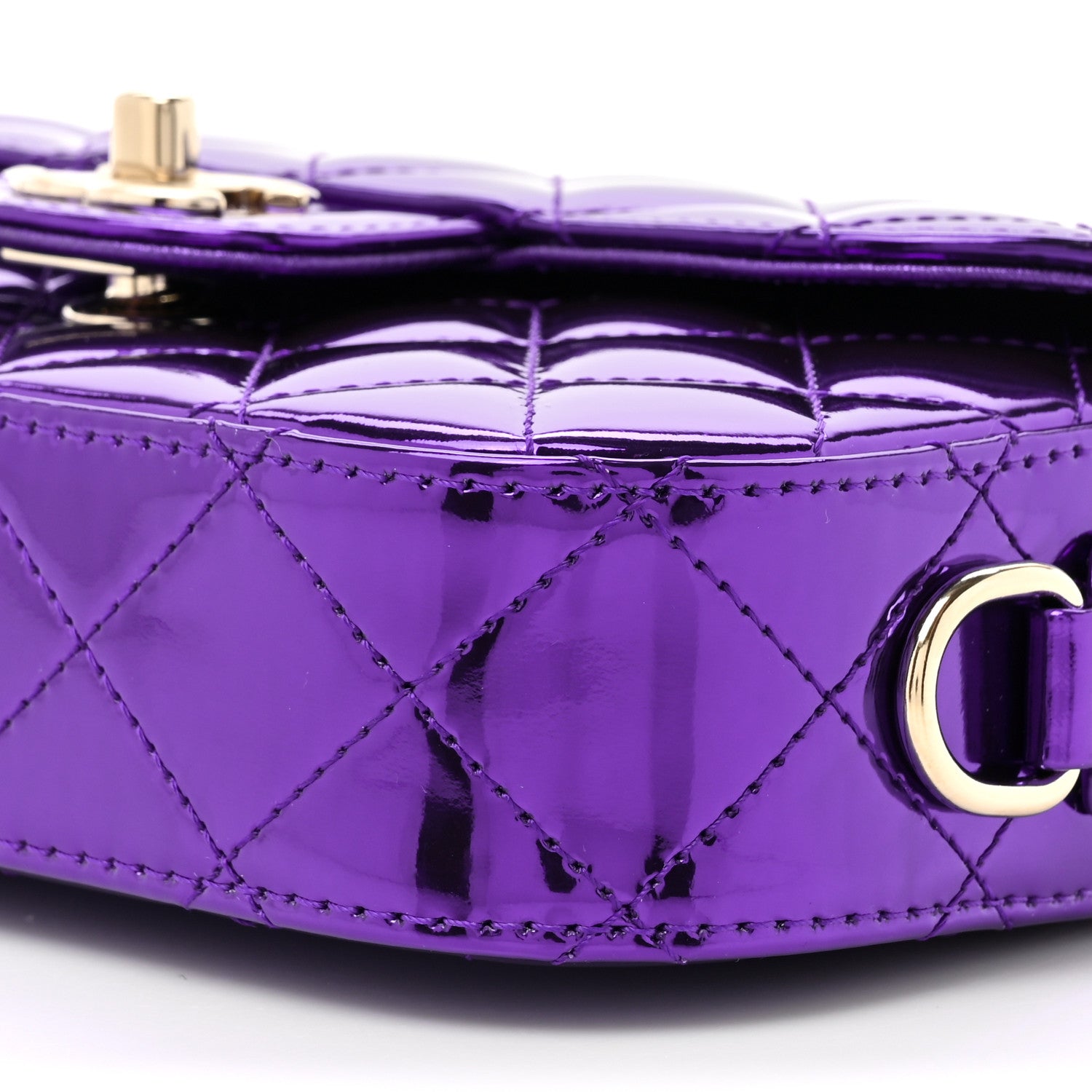 Chanel Mirror Calfskin Metallic Calfskin Quilted Hollywood Boulevard Mini Flap With Star Coin Purse Purple 11 of 13