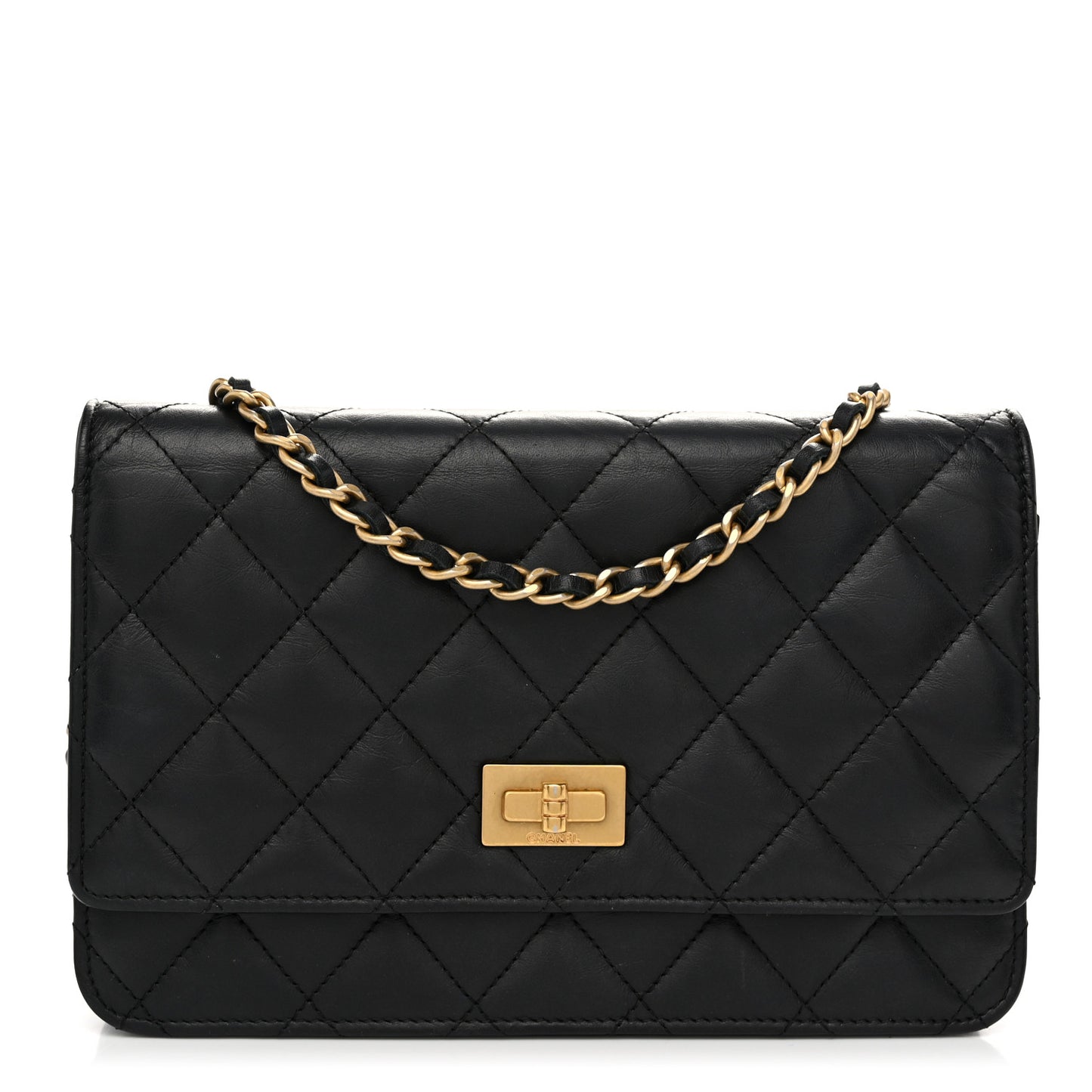 Aged Calfskin Quilted Reissue Wallet On Chain WOC Black