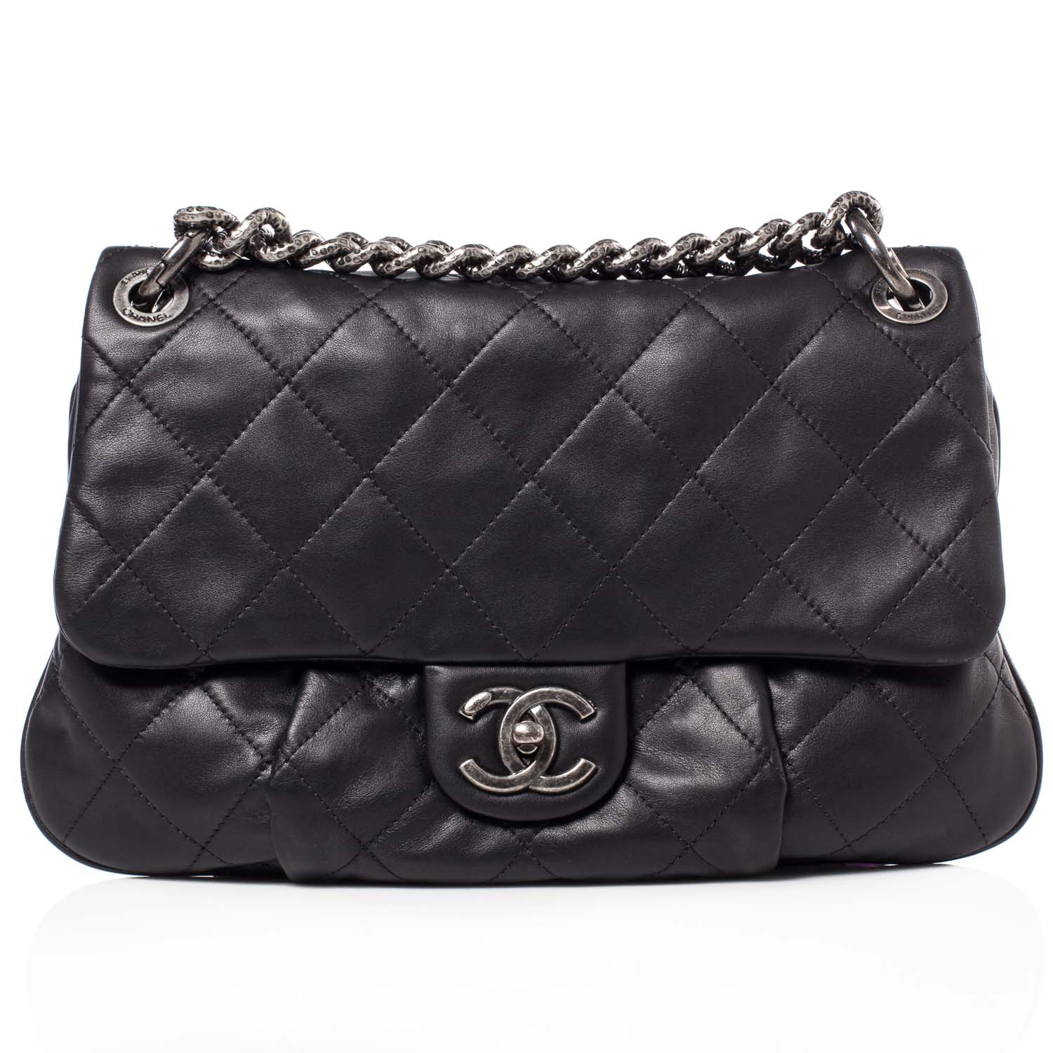 CHANEL バッグ Chanel Calfskin Coco Pleats Messenger Flap Black 37179 – FASHIONPHILE