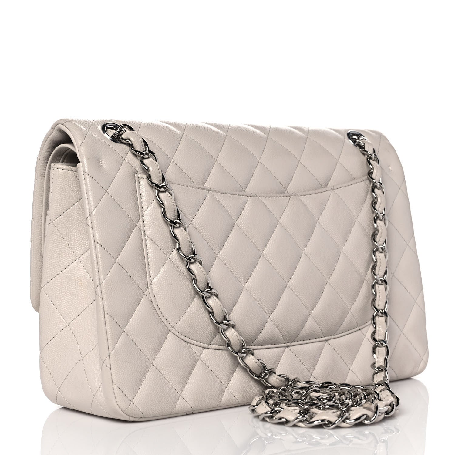 Chanel Caviar Quilted Jumbo Double Flap Ivory 3 of 9