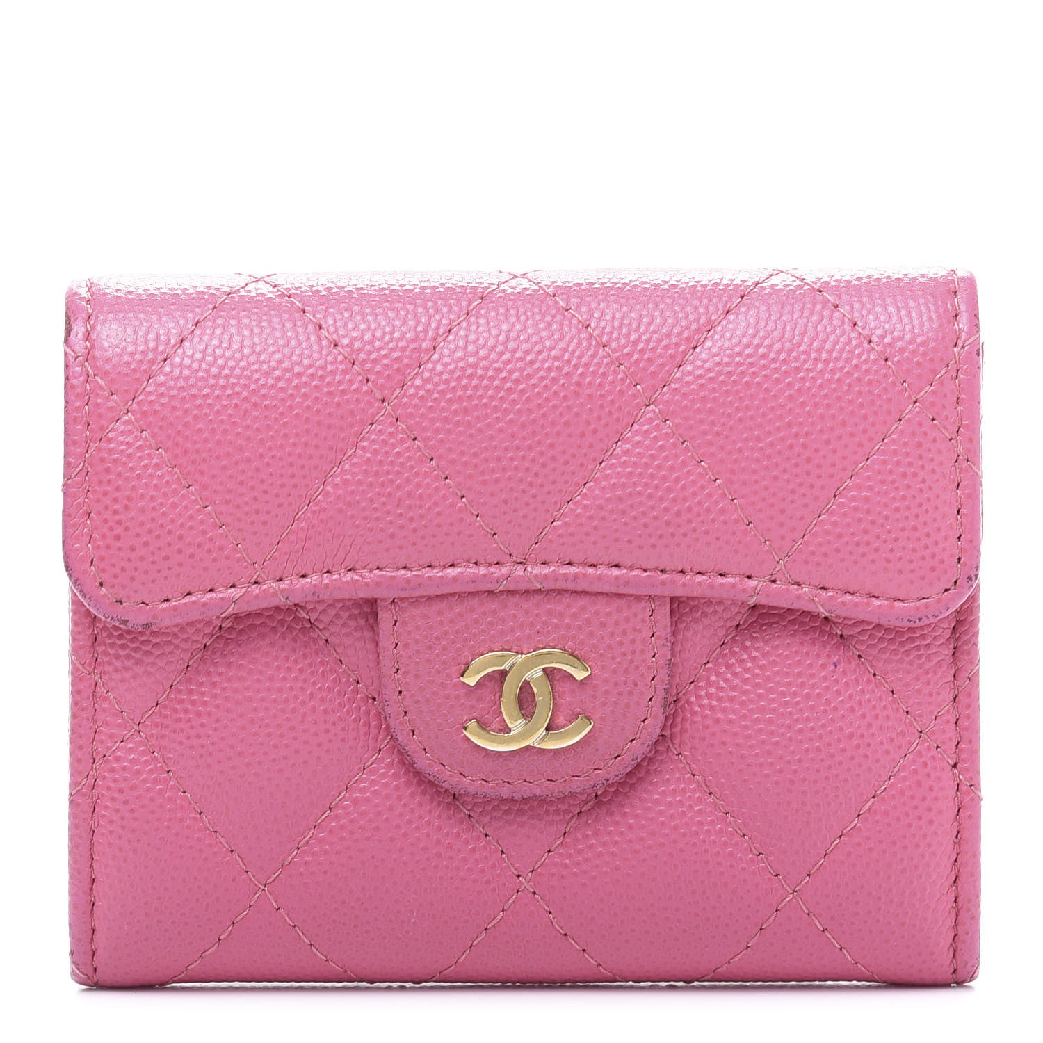 Chanel Iridescent Caviar Quilted Flap Card Holder Wallet Pink 1 of 9