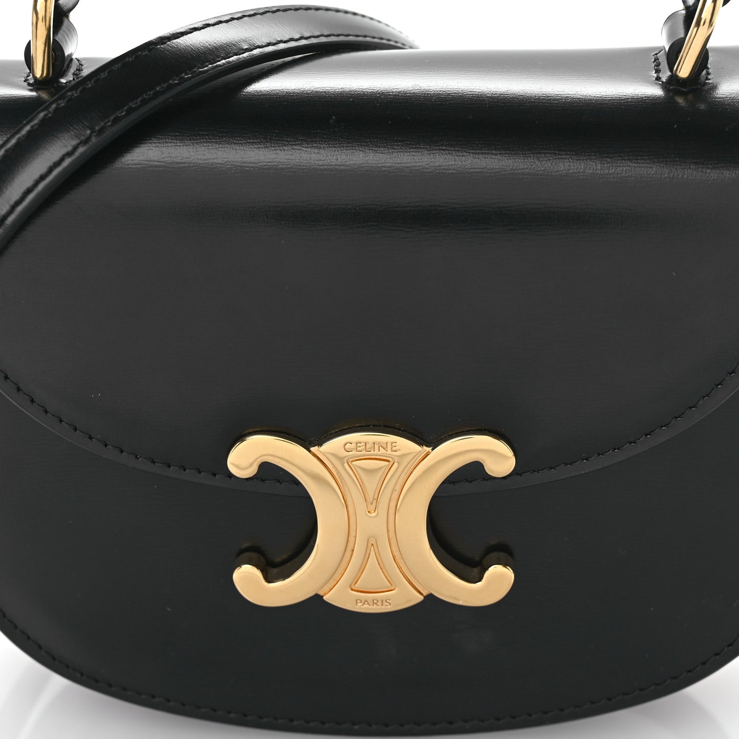 Shiny Calfskin Triomphe Mini Besace Clea Black