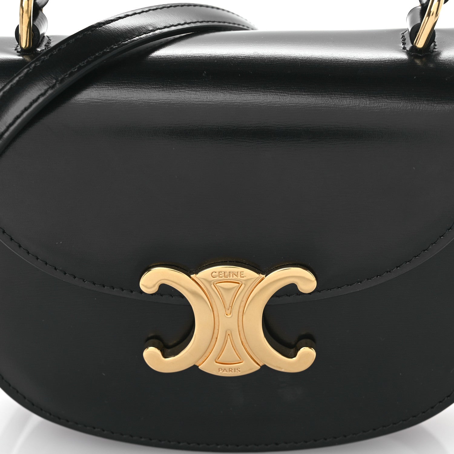 Celine Shiny Calfskin Triomphe Mini Besace Clea Black 8 of 11