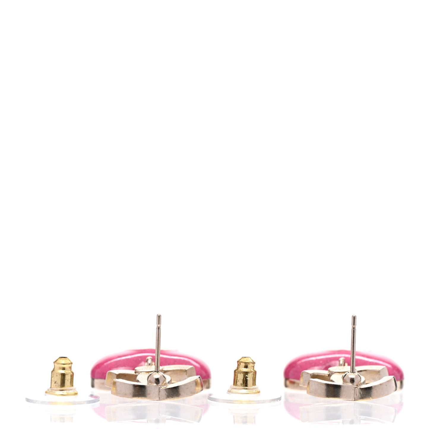 Crystal CC Resin Heart Drop Earrings Pink Gold