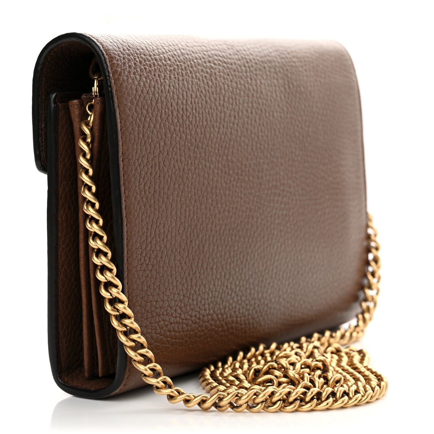 Cellarius Calfskin GG Marmont Chain Wallet Nut Brown