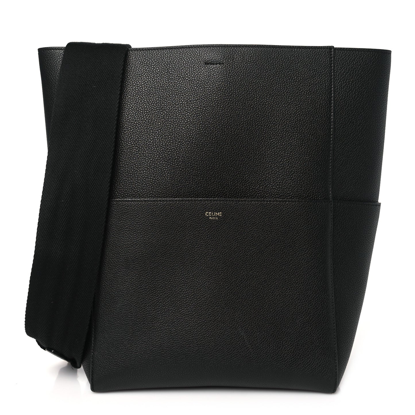 Soft Grained Calfskin Sangle Bucket Bag Black