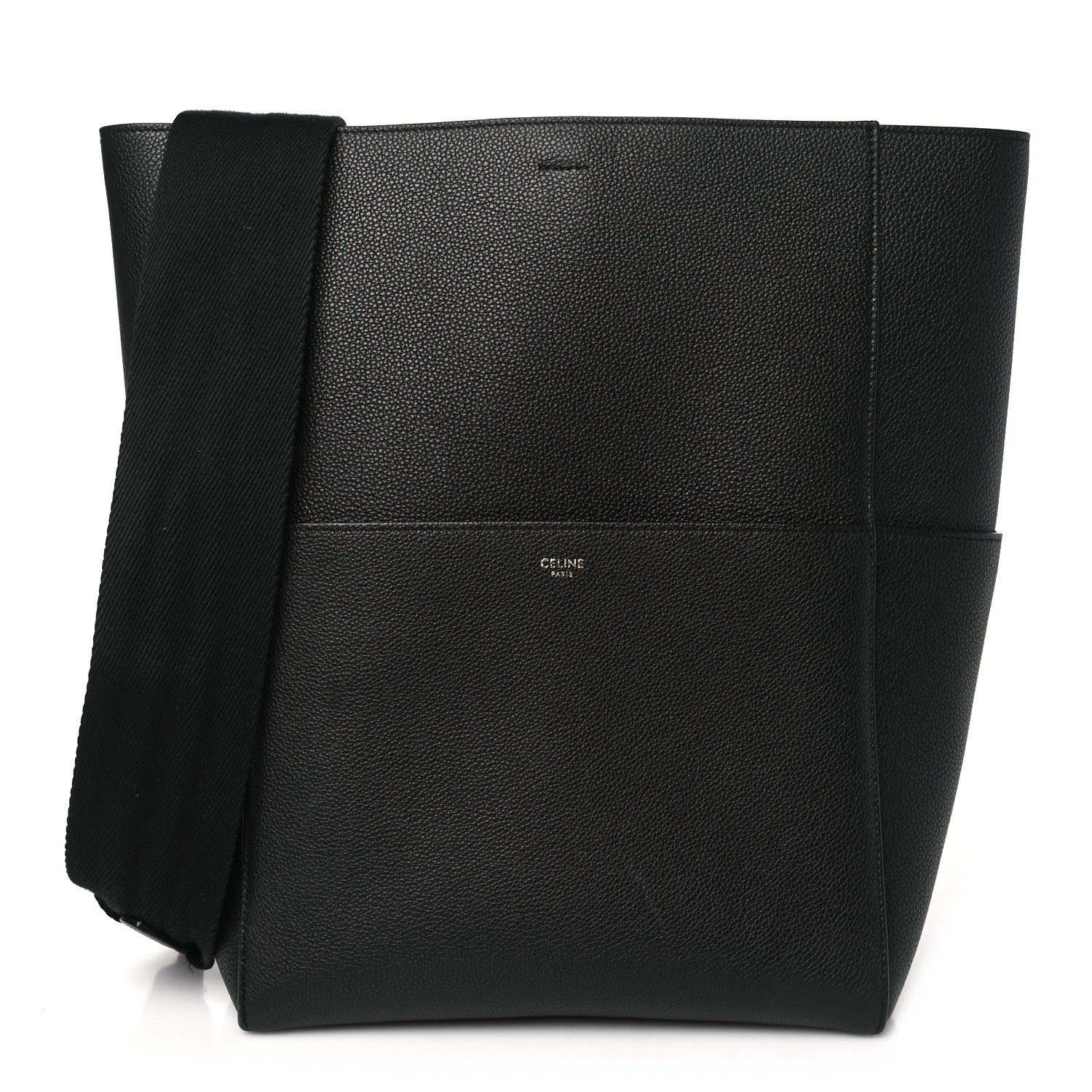 Celine Soft Grained Calfskin Sangle Bucket Bag Black 1 of 9