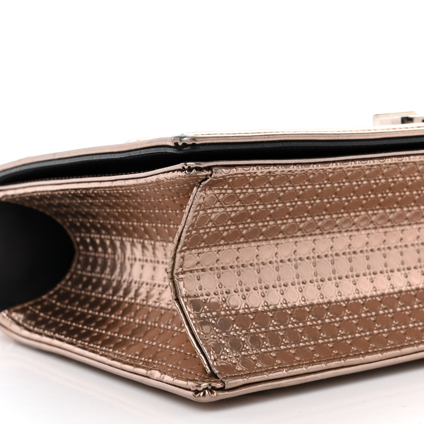 Metallic Patent Micro-Cannage Medium Diorama Flap Bag Pink