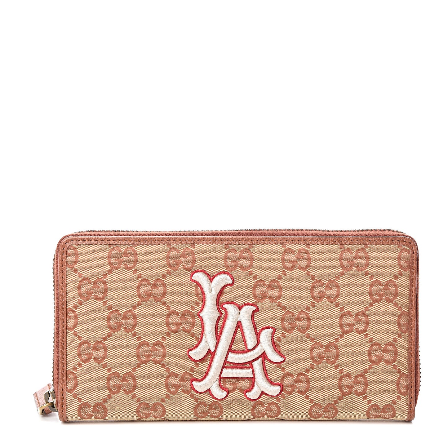 X MLB GG Monogram LA Dodgers Zip Around Wallet Beige Ruggine Ivory