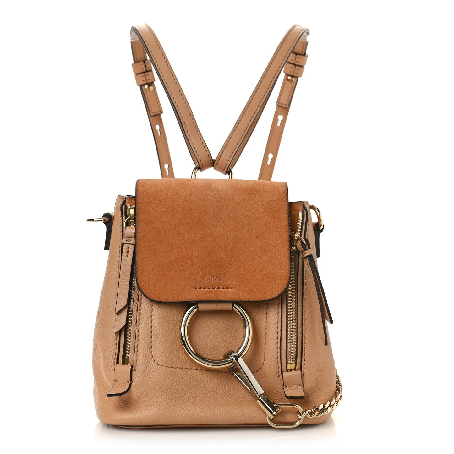Suede Calfskin Mini Faye Backpack Blush Nude