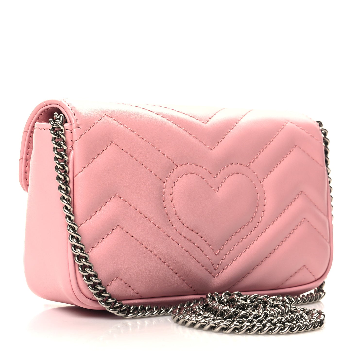 Calfskin Matelasse Super Mini GG Marmont Shoulder Bag Wild Rose