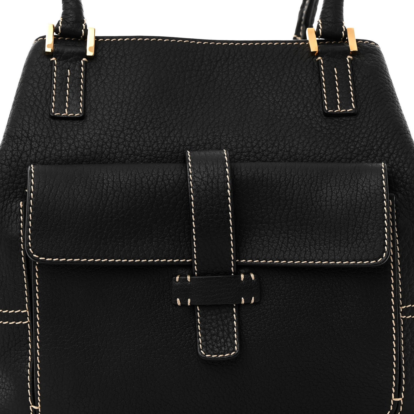 Grained Calfskin Globe Shoulder Bag Black