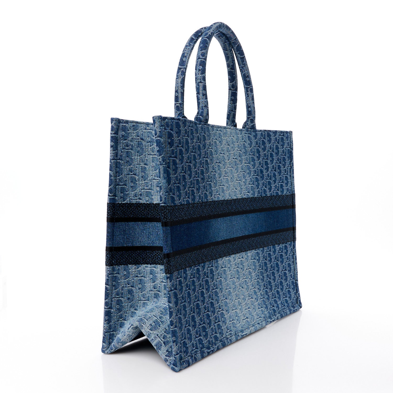 Christian Dior Oblique Denim Large Book Tote Blue 3 of 10