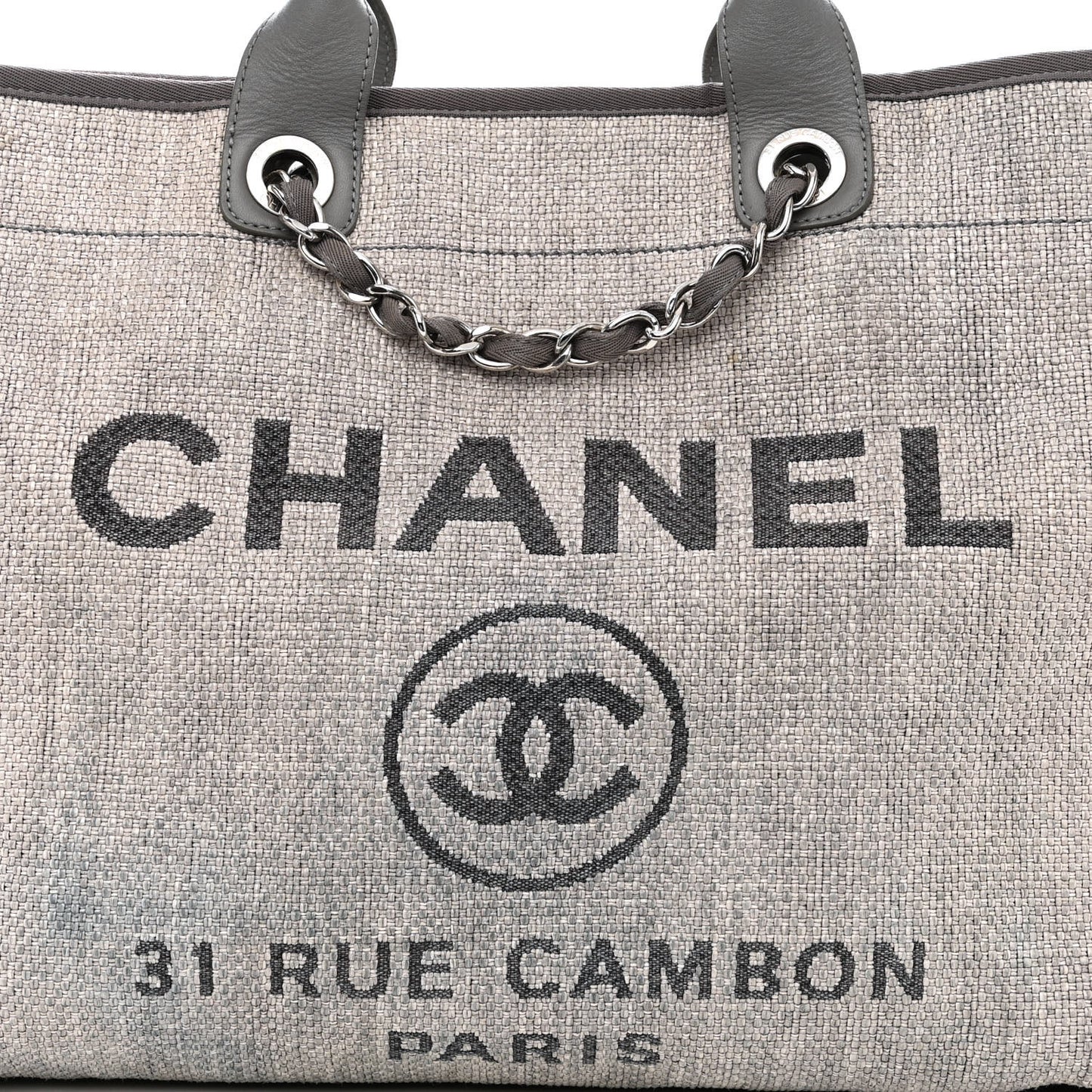 Woven Straw Large Deauville Tote Grey