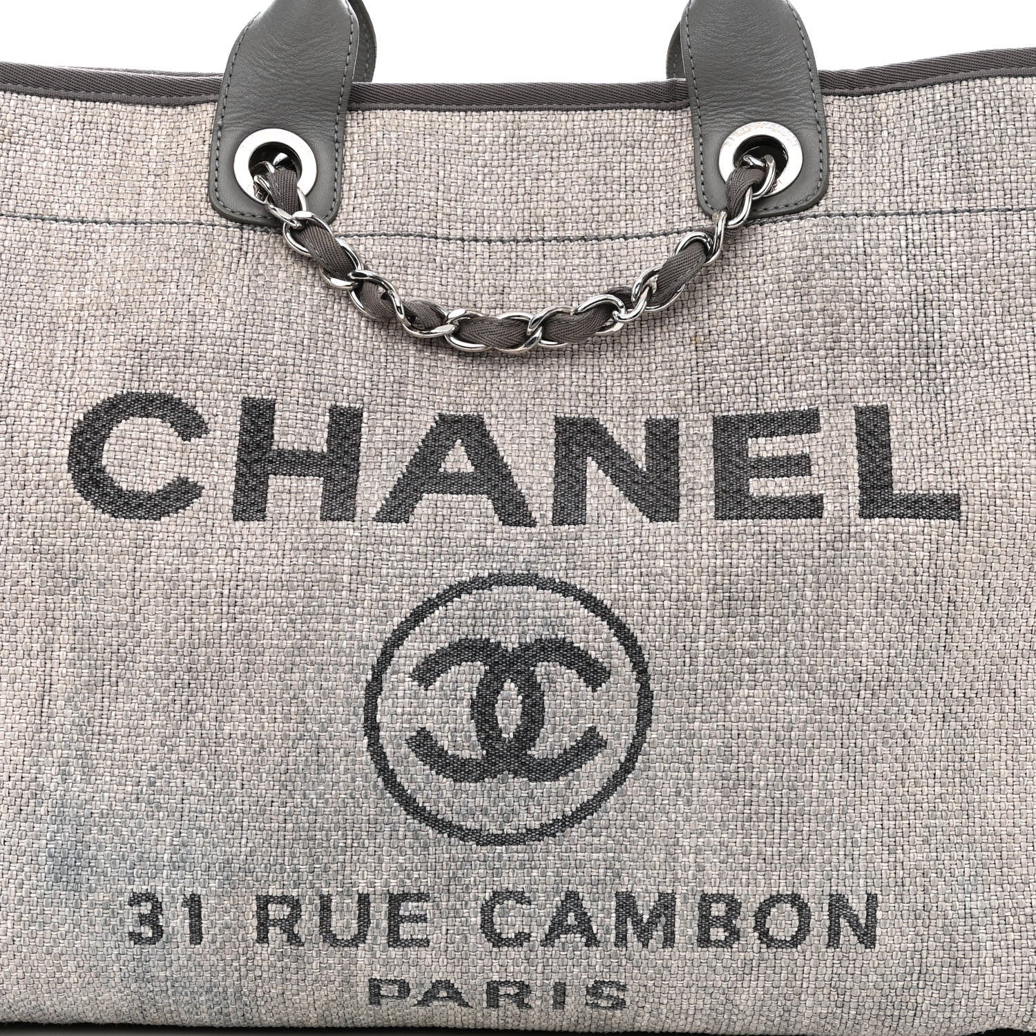 Chanel Woven Straw Large Deauville Tote Grey 8 of 18
