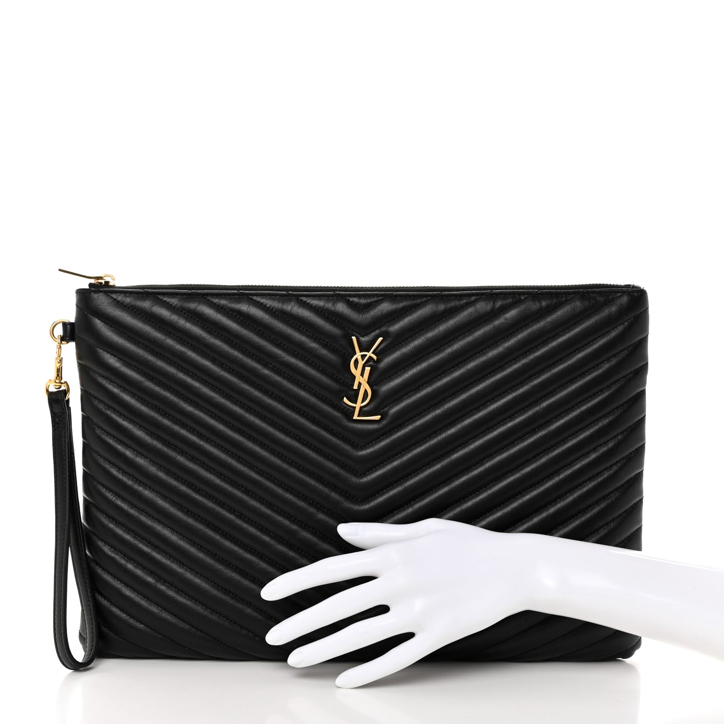 Calfskin Matelasse Monogram Cassandre Tablet Pouch Black