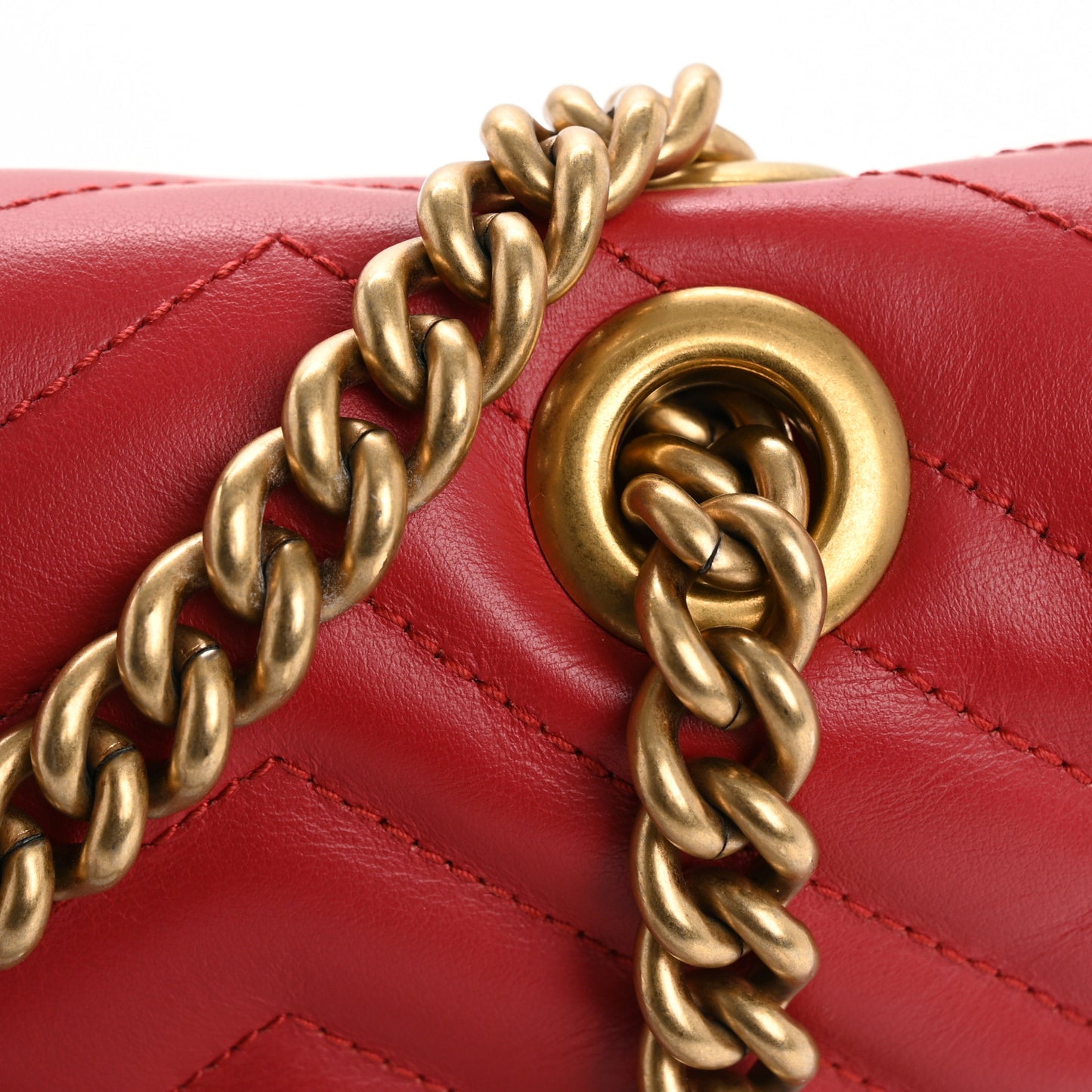 Calfskin Matelasse Small GG Marmont Shoulder Bag Hibiscus Red