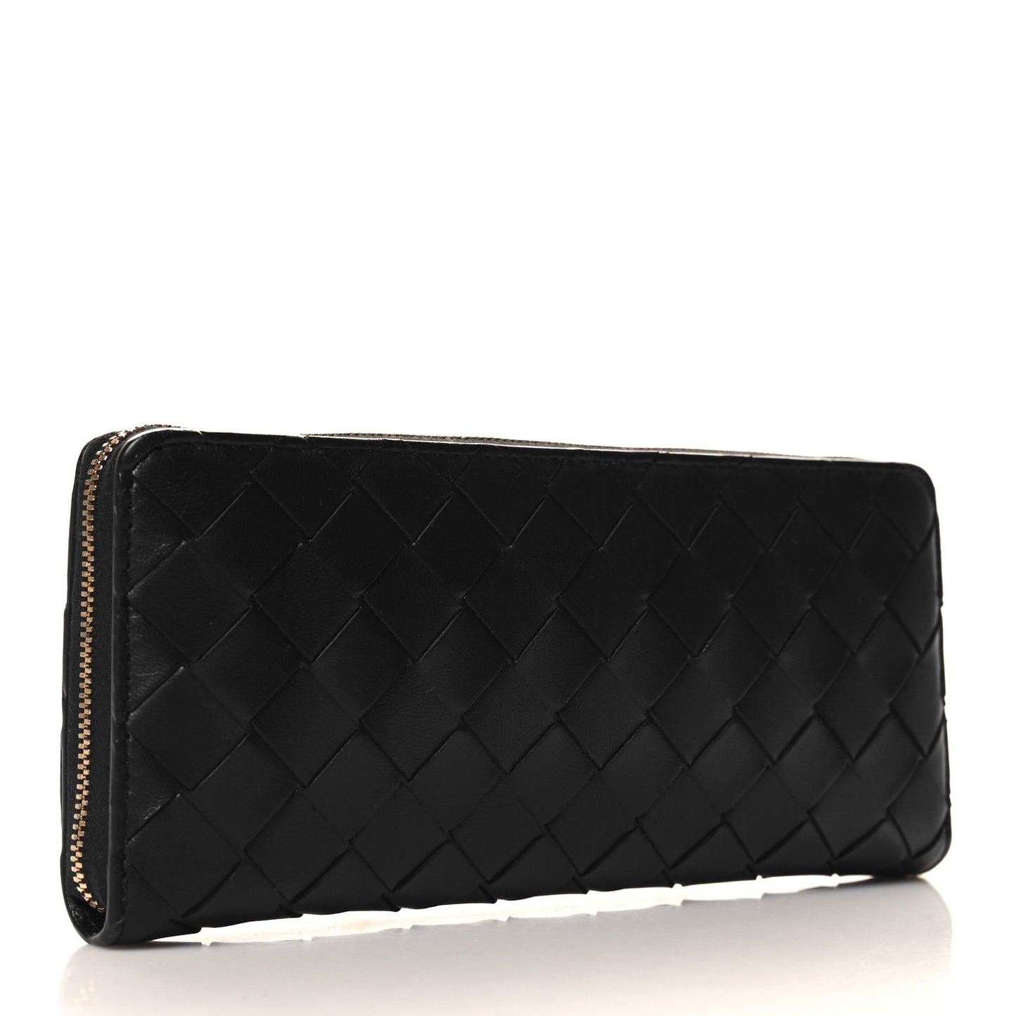 Nappa Intrecciato Zip Around Wallet Black