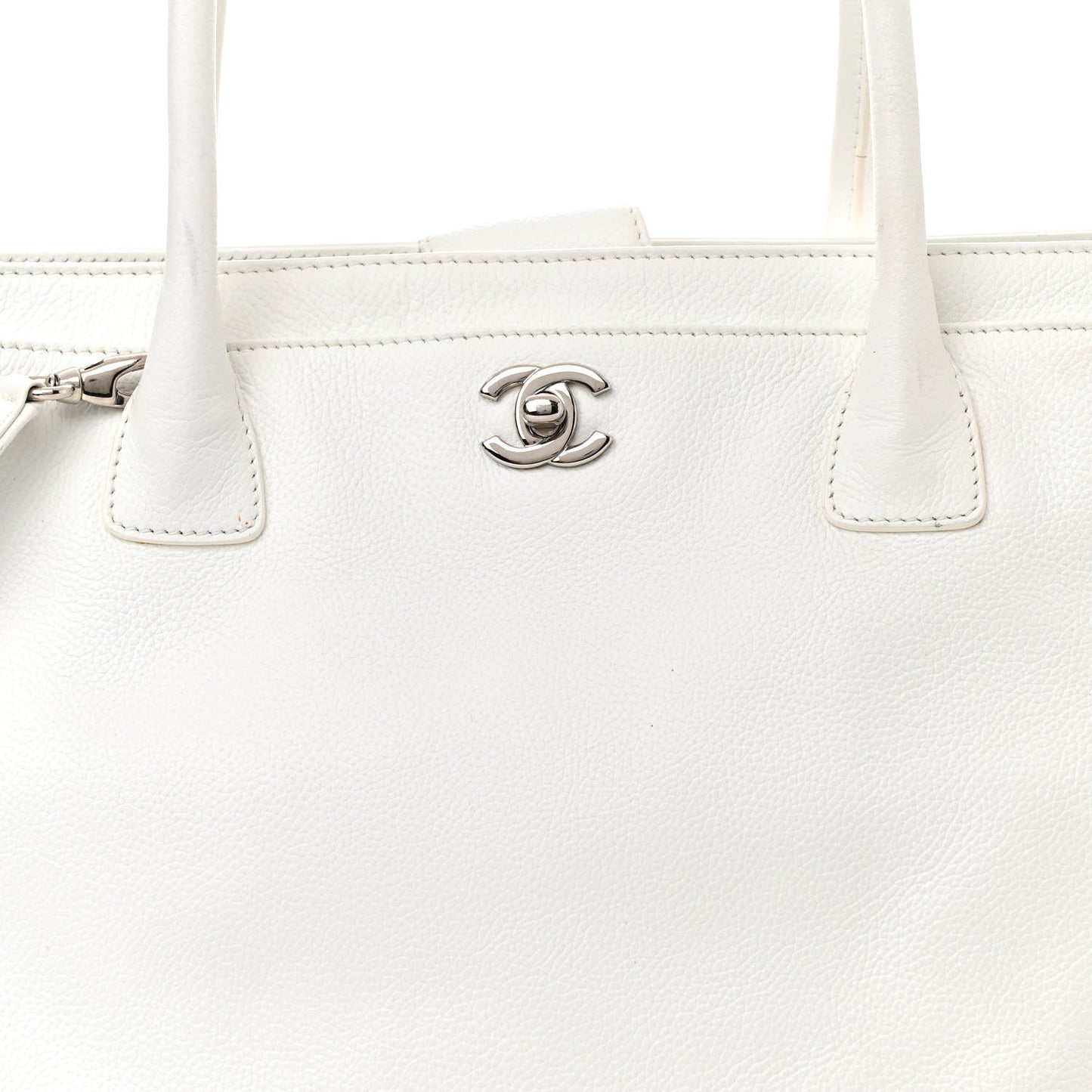 Calfskin Cerf Executive Shopper Tote White