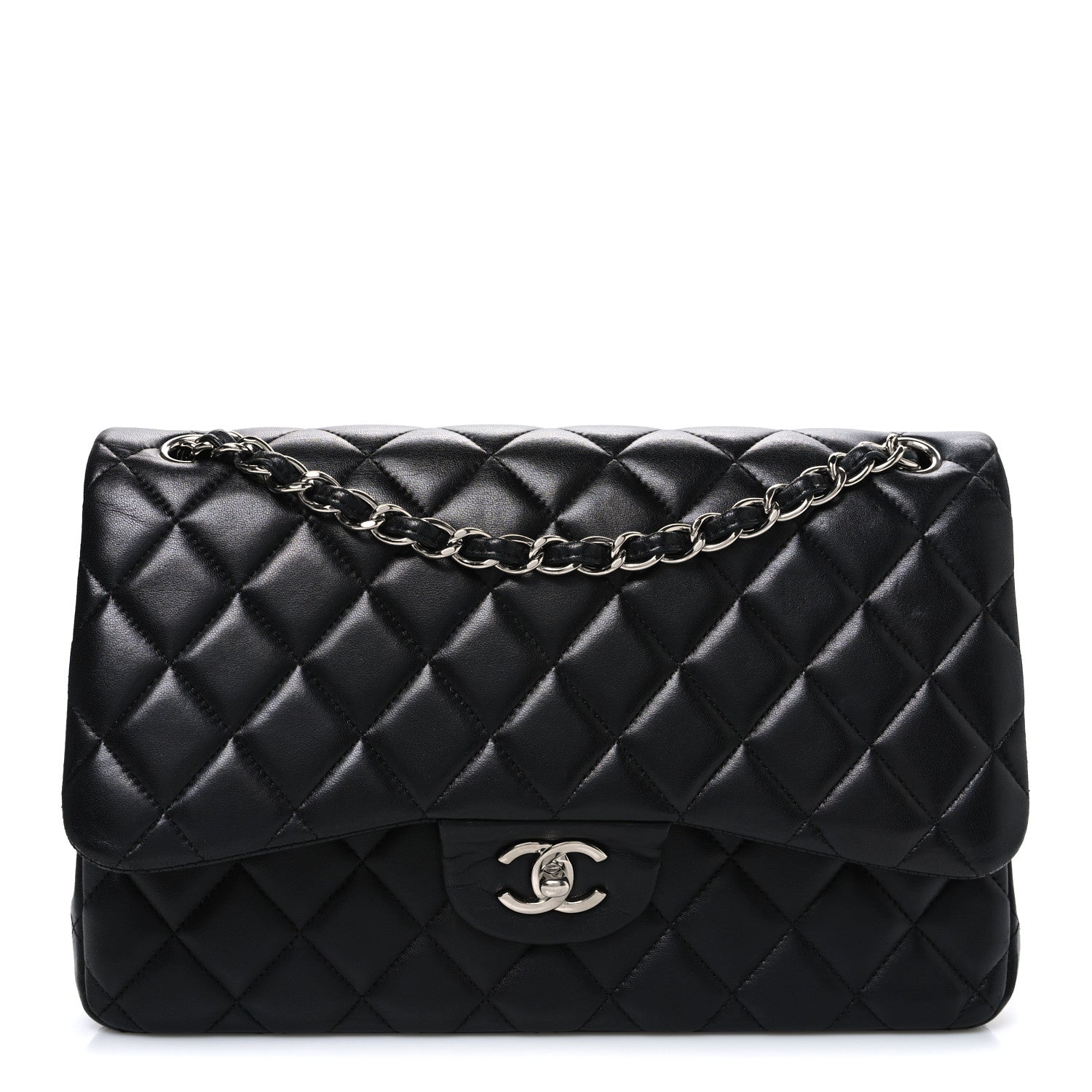 Chanel Lambskin Quilted Jumbo Double Flap Black 1777833 – FASHIONPHILE