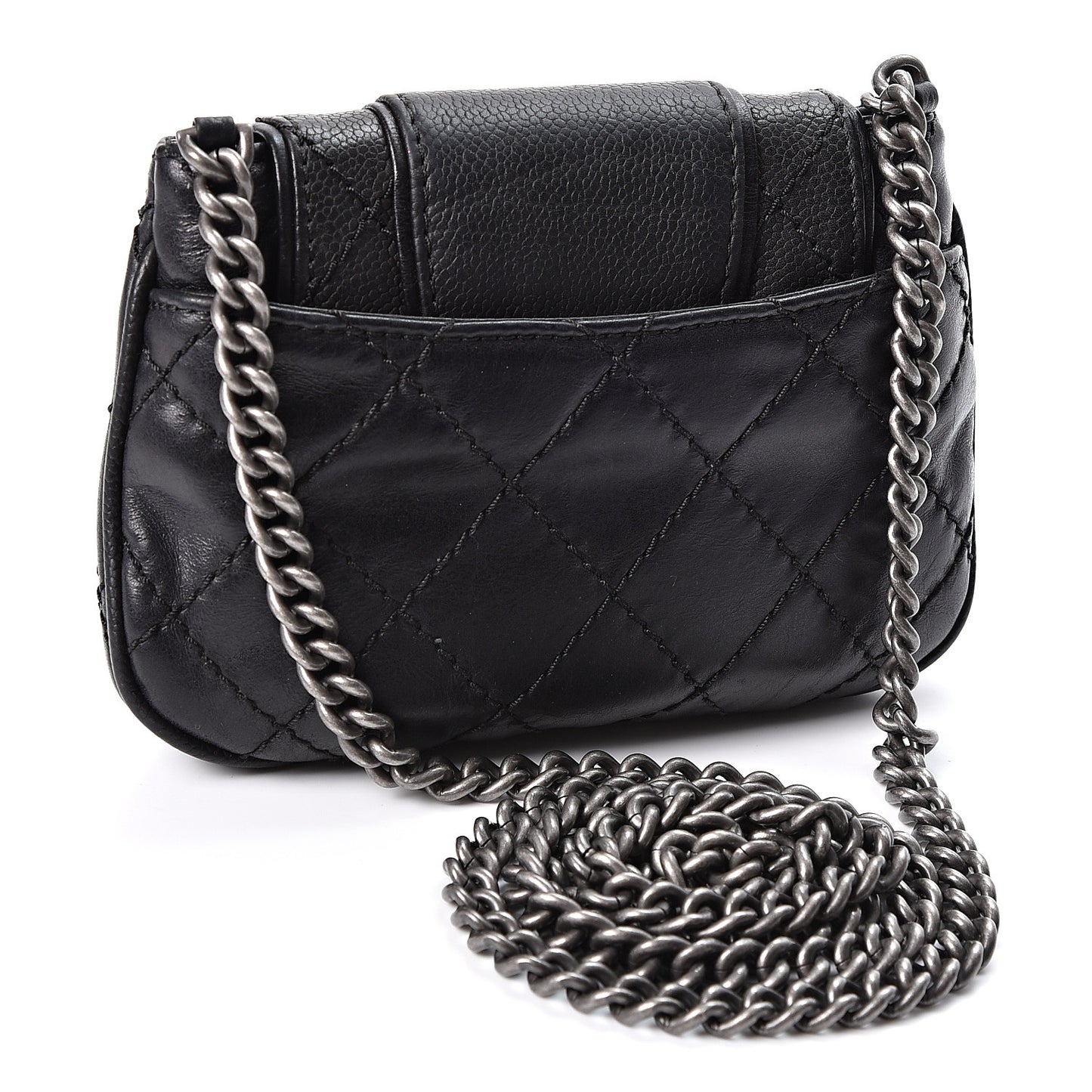 Caviar Aged Calfskin Mini Bubble Graphic Messenger Bag Black
