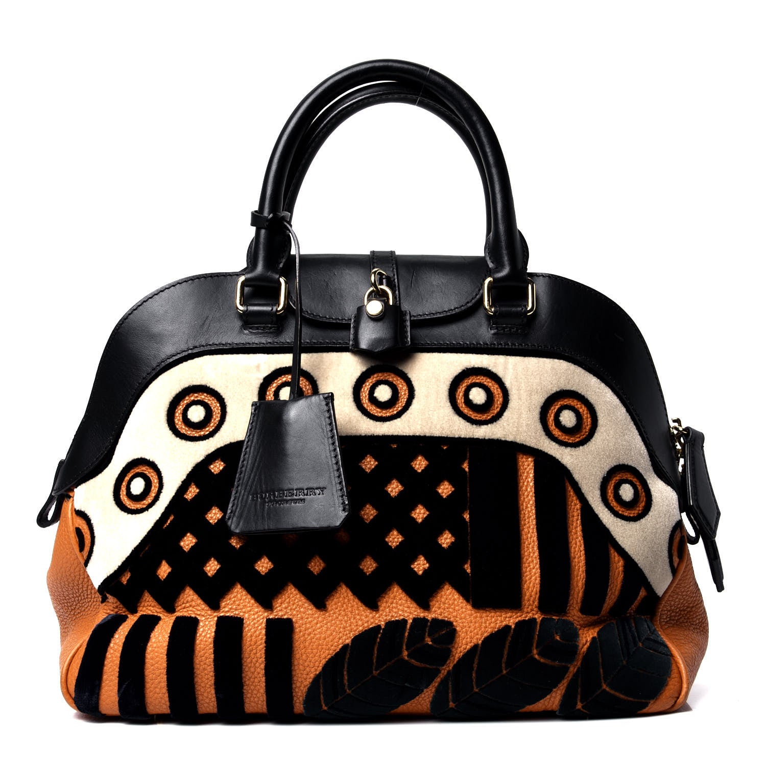 Burberry Calfskin Velvet Medium Milverton Satchel Copper Orange