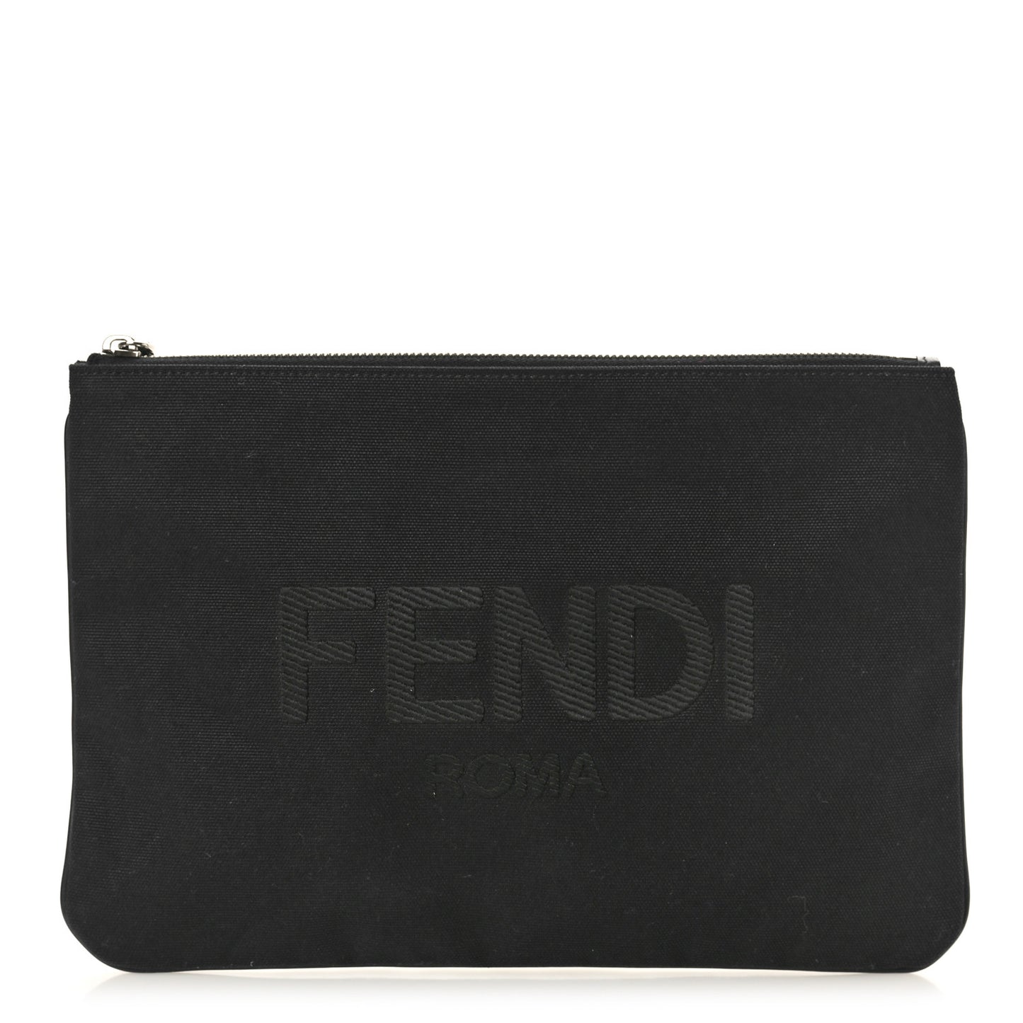 Cotton Canvas Vitello Grace Light Logo Pouch Black