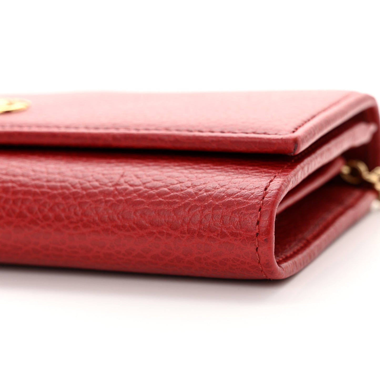 Dollar Calfskin Petite GG Marmont Wallet Chain Bag Hibiscus Red